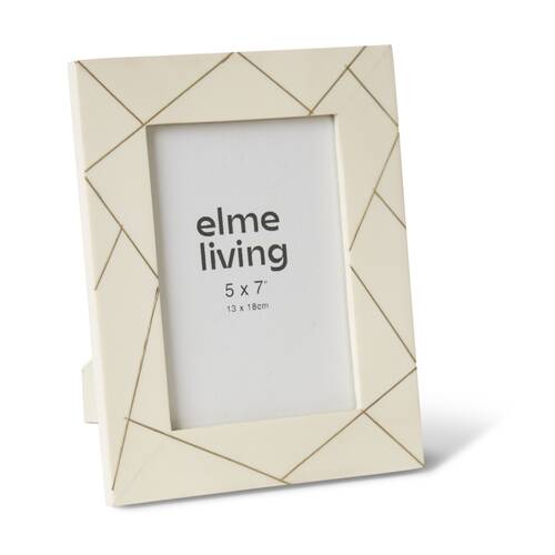 4PK E Style Panya 5x7in Photo Frame Geometric Resin Brass Cream Gold Decor