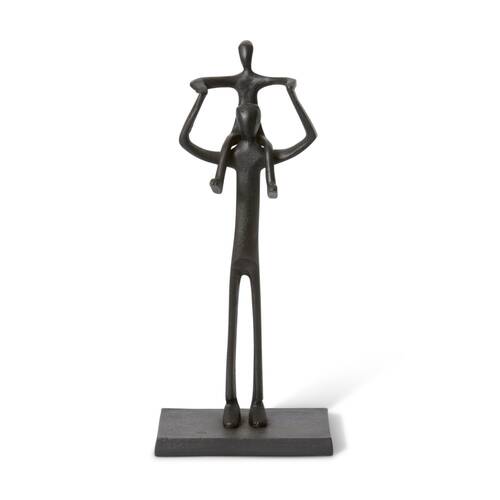 E Style Father & Son Sculpture Aluminium Modern Decor Black 17x9x39cm