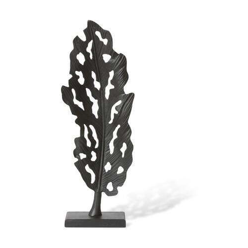 E Style Leafy Sculpture Aluminium Contemporary Decor Black 32x15x89cm
