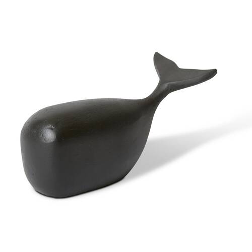 E Style Whale Sculpture Aluminium Modern Coastal Decor Black 17x8x9cm