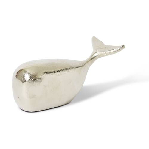 E Style Whale Sculpture Aluminium Modern Coastal Decor Nickel 17x8x9cm