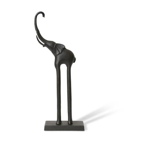 E Style Elephant Sculpture Animal Ornamental Decor Black 27x15x79cm