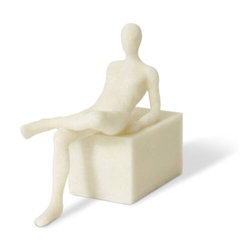 E Style Resin Gundo Relaxing Sculpture Minimalist Decor?White 23x10x19cm
