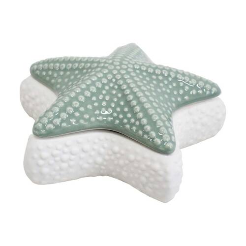 LVD Coastal Starfish Jewellery/Accessory Trinket Box Seafoam Green 15.5x15x6.5cm