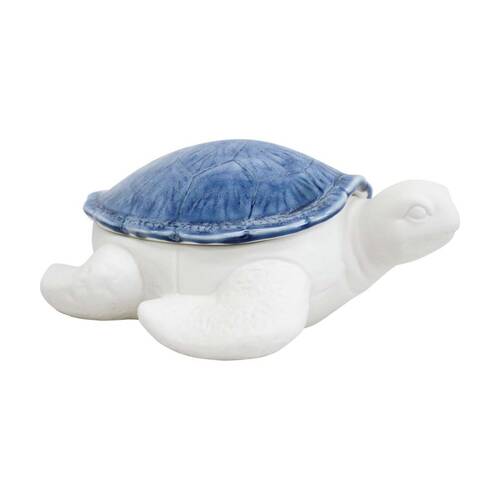 LVD Coastal Turtle Jewellery/Accessory Trinket Box Blue Glaze 21.5x16x8.5cm