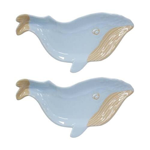 2PK LVD Whale Ceramic Kitchen Dinner Trinket Tray Plate Home Decor 31x15x2cm