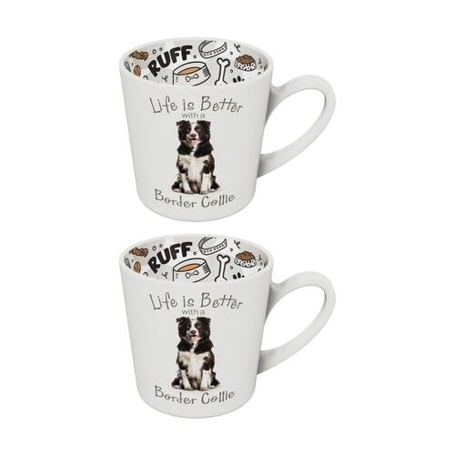 2PK Landmark Concepts I Love My Border Collie Ceramic Coffee Mug 420ml