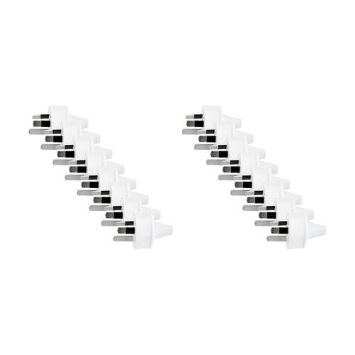 16PK Te 3Pin Mains Fig8 Plug Top White 2 Core Flex Electrical Insulated Pins