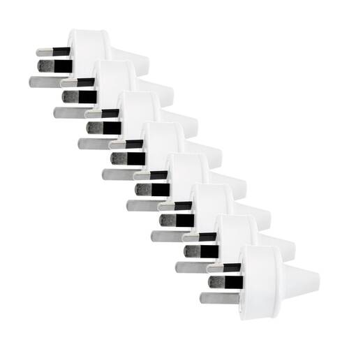 8PK Te 3Pin Mains Fig8 Plug Top White 2 Core Electrical Power Insulated Pins