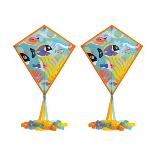 2PK Djeco Ocean Kite Colourful Easy Assemble Lightweight Flying Toy Kids 5+