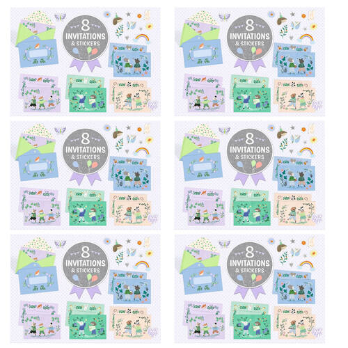 6PK Djeco Animal Fanfare Letter & Invitation Set 8 Cards Envelopes Stickers 5y+
