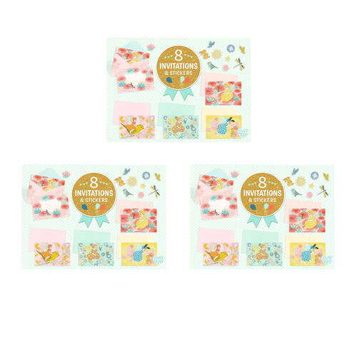 3PK Djeco Fairies For A Day Letter & Invitation Set 8 Cards Envelopes Stick 5y+