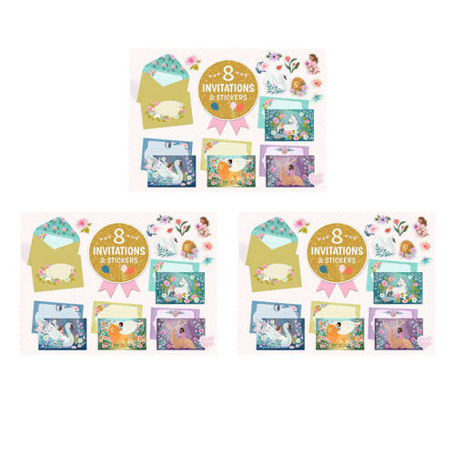 3PK Djeco Wonderful Creatures Letter & Invitation Set 8 Cards Envelopes Stick