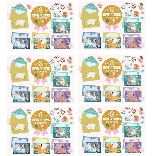 6PK Djeco Wonderful Creatures Letter & Invitation Set 8 Cards Envelopes Stick