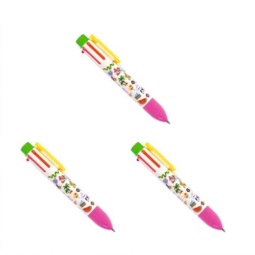 3PK Djeco Sarah Rainbow Pen Fluorescent Colour Retractable Grip Assorted 3y+