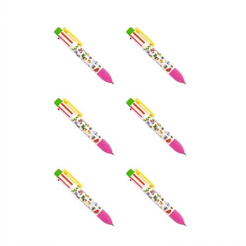 6PK Djeco Sarah Rainbow Pen Fluorescent Colour Retractable Grip Assorted 3y+