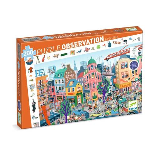 200pc Djeco The City Observation Puzzle Kids 6+ Educational Game Fun Wide 75cm