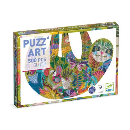 500pc Djeco Sloth Shaped Art Puzzle Openwork Silhouette Ages 8+