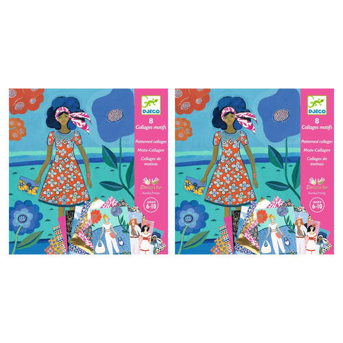 2PK Djeco Wax Trend Fashion Patterned Collage Creative Sticker Activity 6+ Years