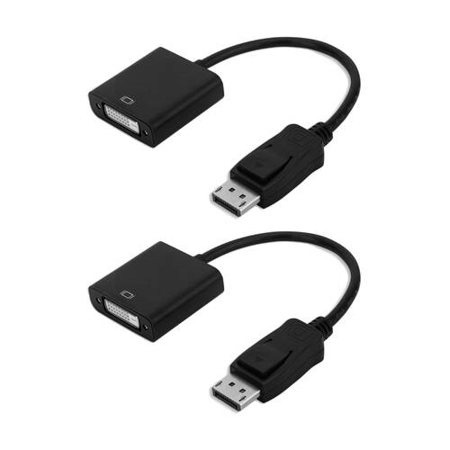 2PK Comsol DisplayPort Male to Single Link DVI-D Female Adaptor 20cm Black