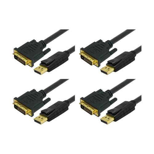 4PK Comsol DisplayPort Male to Single Link DVI-D Cable 1 Metre Black