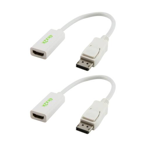 2PK Comsol DisplayPort Male to HDMI 4K2K Digital Adaptor Cable 20cm White