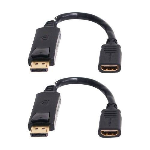 2PK Comsol DisplayPort Male to HDMI Female Adaptor Cable 20cm Black