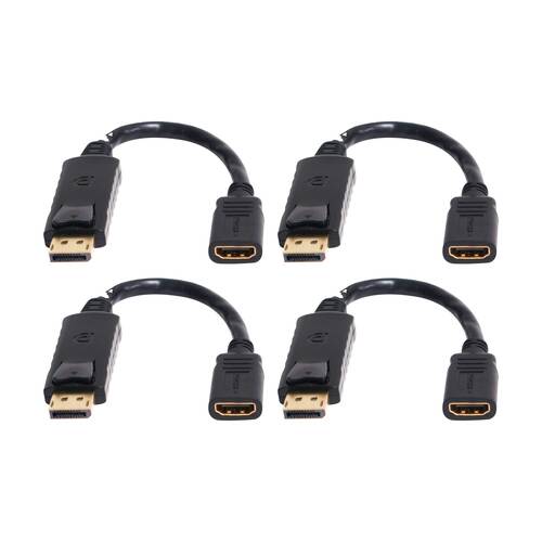 4PK Comsol DisplayPort Male to HDMI Female Adaptor Cable 20cm Black