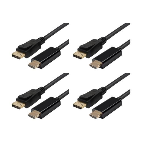 4PK Comsol DisplayPort Male-HDMI Male Computer & TV Cable 3 Metres Black