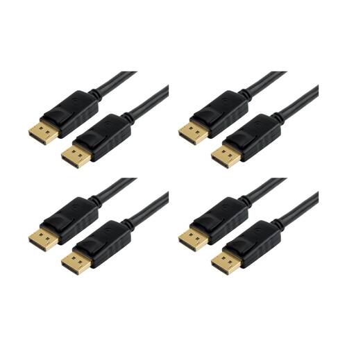 4PK Comsol DisplayPort Male-Male Computer Cable V1.4 1 Metre Black