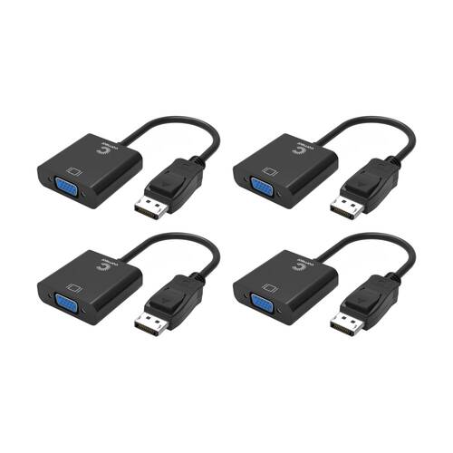 4PK Comsol 20cm DisplayPort Male to VGA Female Active Adaptor Black