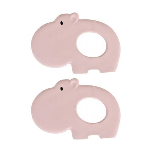2PK Tikiri Rubber Hippo Flat Teether Boxed Natural Newborn & Up