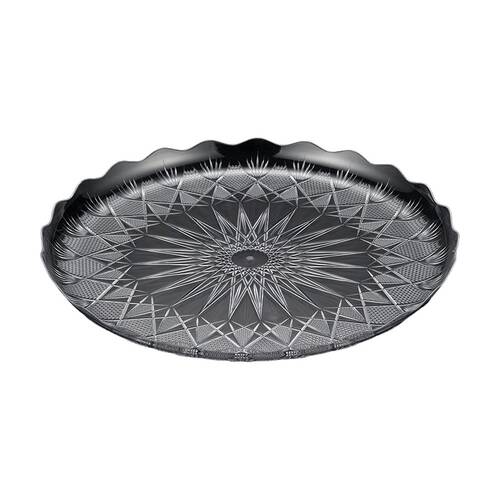 24x Partyware Round Glass Serving Tray Diamond Design 365mm Clear