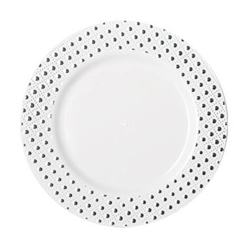 12x 6pc Partyware Heavy Duty Durable Dinner Plates Set 190mm Silver Dot