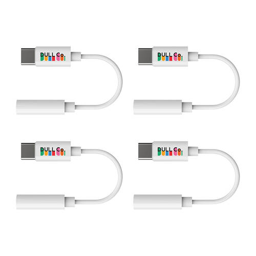 4PK Dull Co. USB-C to 3.5mm AUX Audio Headphone/Earphone Adaptor White