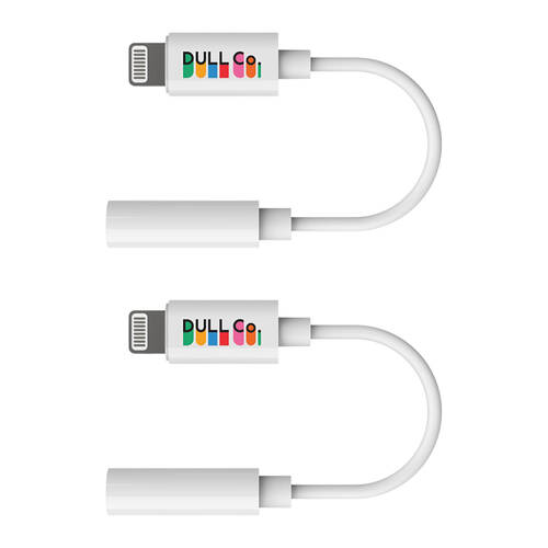 2PK Dull Co. MFi Certified Lighting to AUX Audio Adaptor Apple Compatible White