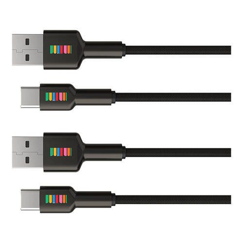 2PK Dull Co. USB-A to USB-C Braided Charging Cable W/ Metal Connectors 1m