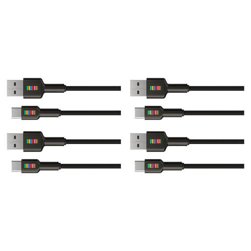 4PK Dull Co. USB-A to USB-C Braided Charging Cable W/ Metal Connectors 1m