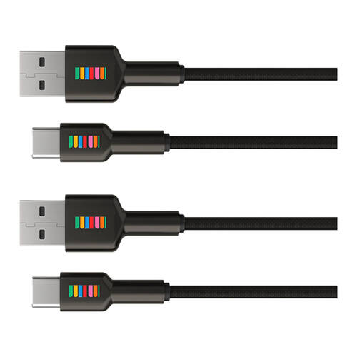 2PK Dull Co. USB-A to USB-C Braided Charging Cable W/ Metal Connectors 2m
