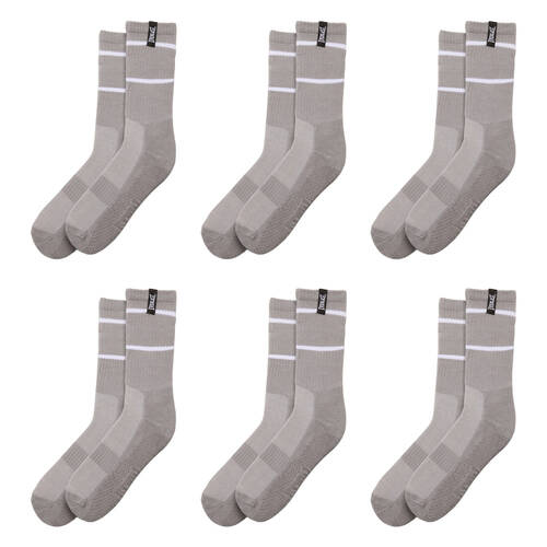 6PK Everlast Yoga Grip Crew Socks Breathable Non-Slip Workout Gear Grey S/M