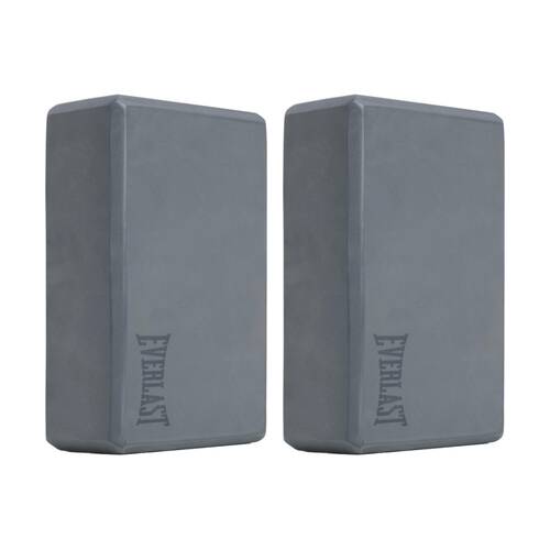 2PK Everlast Foam Yoga Block Lightweight Durable Fitness Equipment Grey