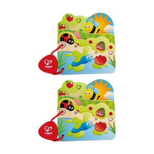 2PK Hape Babys Bug Book Wooden Educational Toy For Toddlers 10M Multicolour