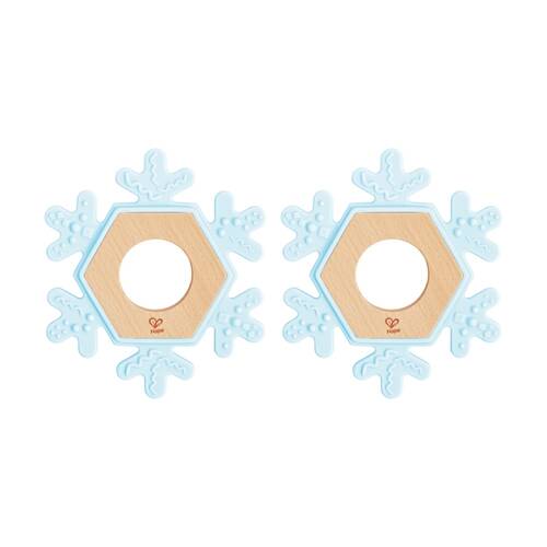 2PK Hape Snowy Teether Textured Surface Snowflake Baby Toy Light Blue