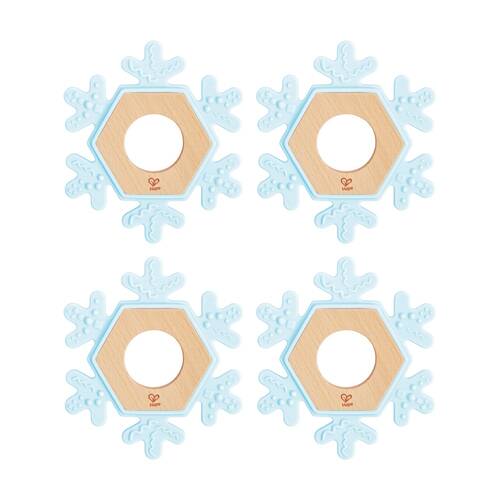 4PK Hape Snowy Teether Textured Surface Snowflake Baby Toy Light Blue