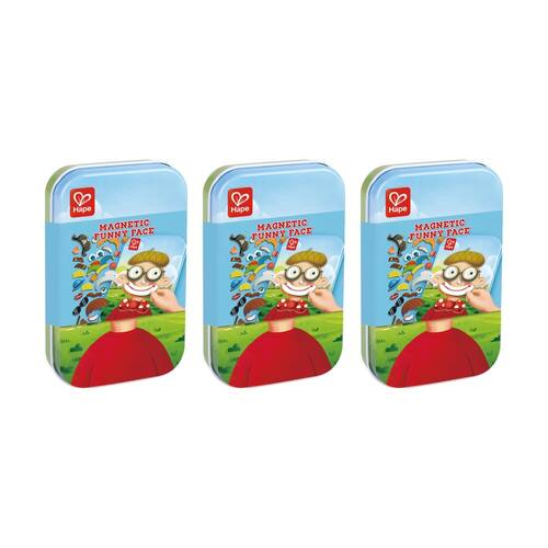 3PK Hape Magnetic Funny Face Wooden Puzzle Toy Game 3y+ Multicolour