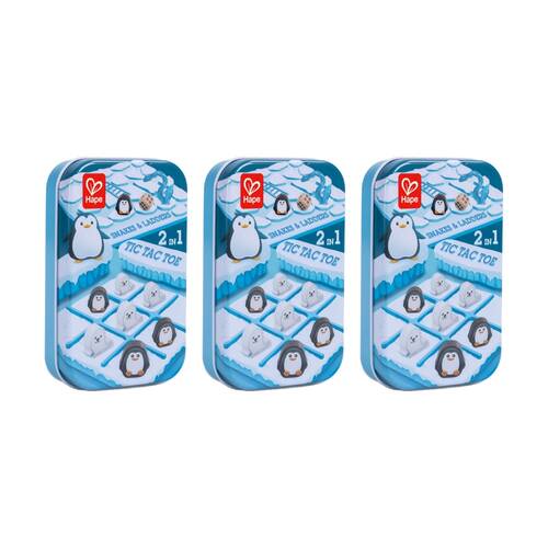 3PK Hape 2-in-1 Tic Tac Toe Snakes And Ladders Wooden Toy Game 3y+ Blue