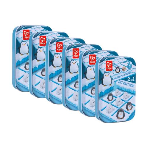 6PK Hape 2-in-1 Tic Tac Toe Snakes And Ladders Wooden Toy Game 3y+ Blue