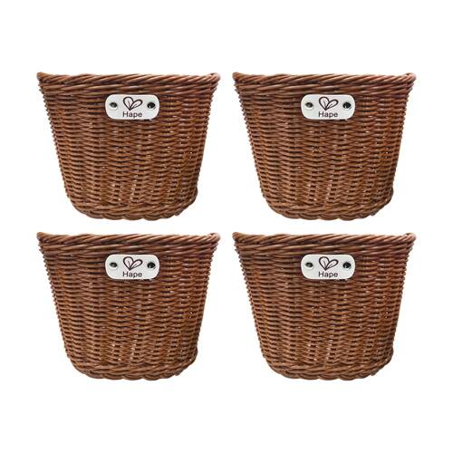 4PK Hape Woven Bike Basket Adjustable Straps Kids Bicycle Accessory Brown