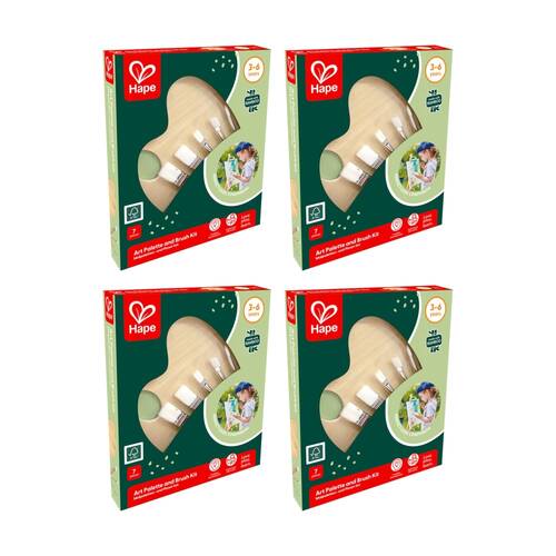 4PK Hape Art Palette And Brush Kit Wooden Craft Kids Set 3y+ Brown