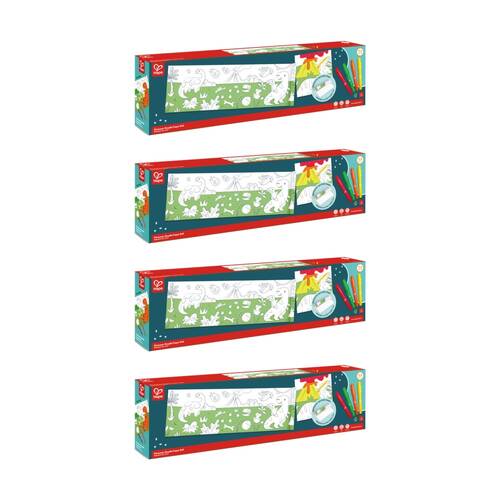 4PK Hape Dinosaur Craft Paper Roll Self-Adhesive W/ 4 Crayons 52x04m 3y+ Green